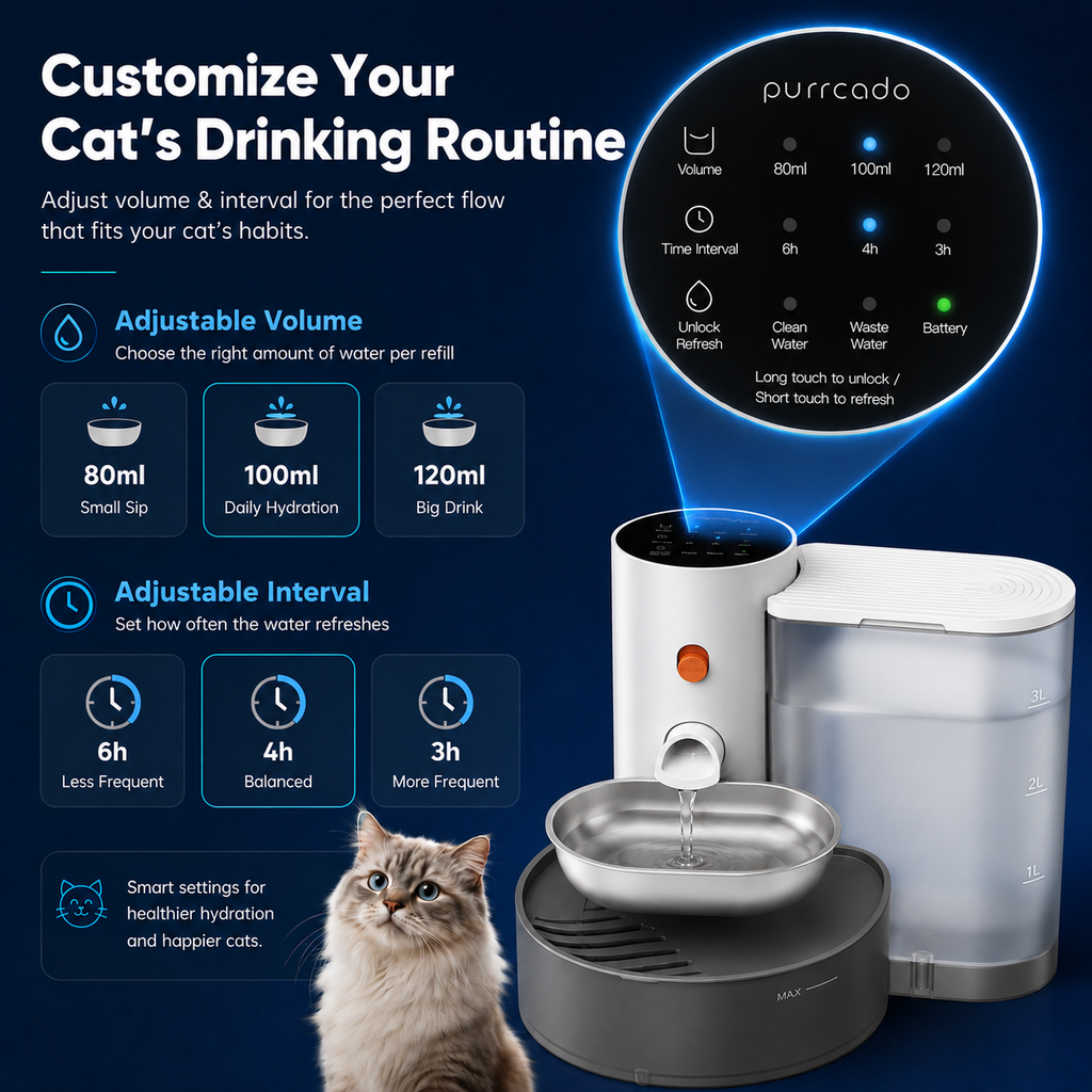 Purrcado Wireless Filter Free Pour-Over Elevated Stainless Steel Cat Water Fountain, 101-oz